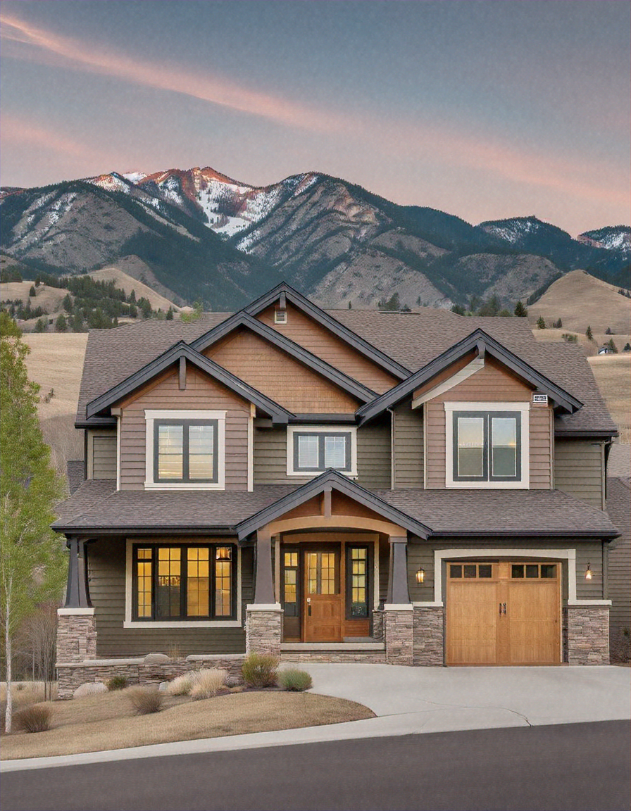 Elegant Boulder Colorado craftsman home exterior with mountain backdrop