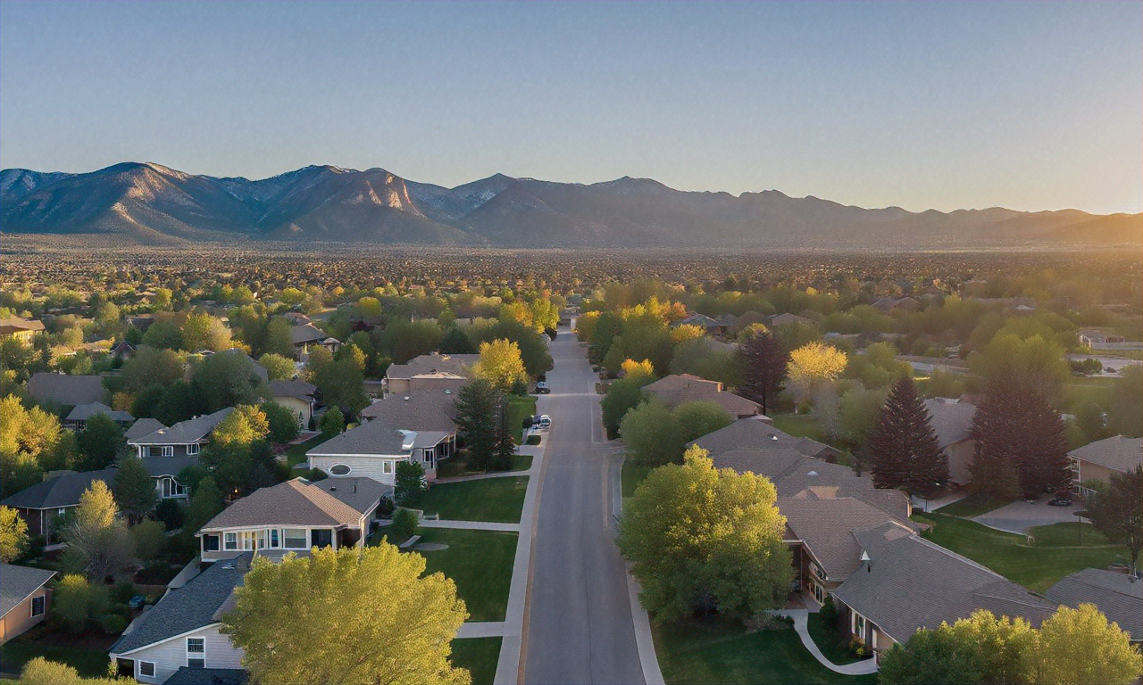 Boulder Colorado mountain landscape with residential properties