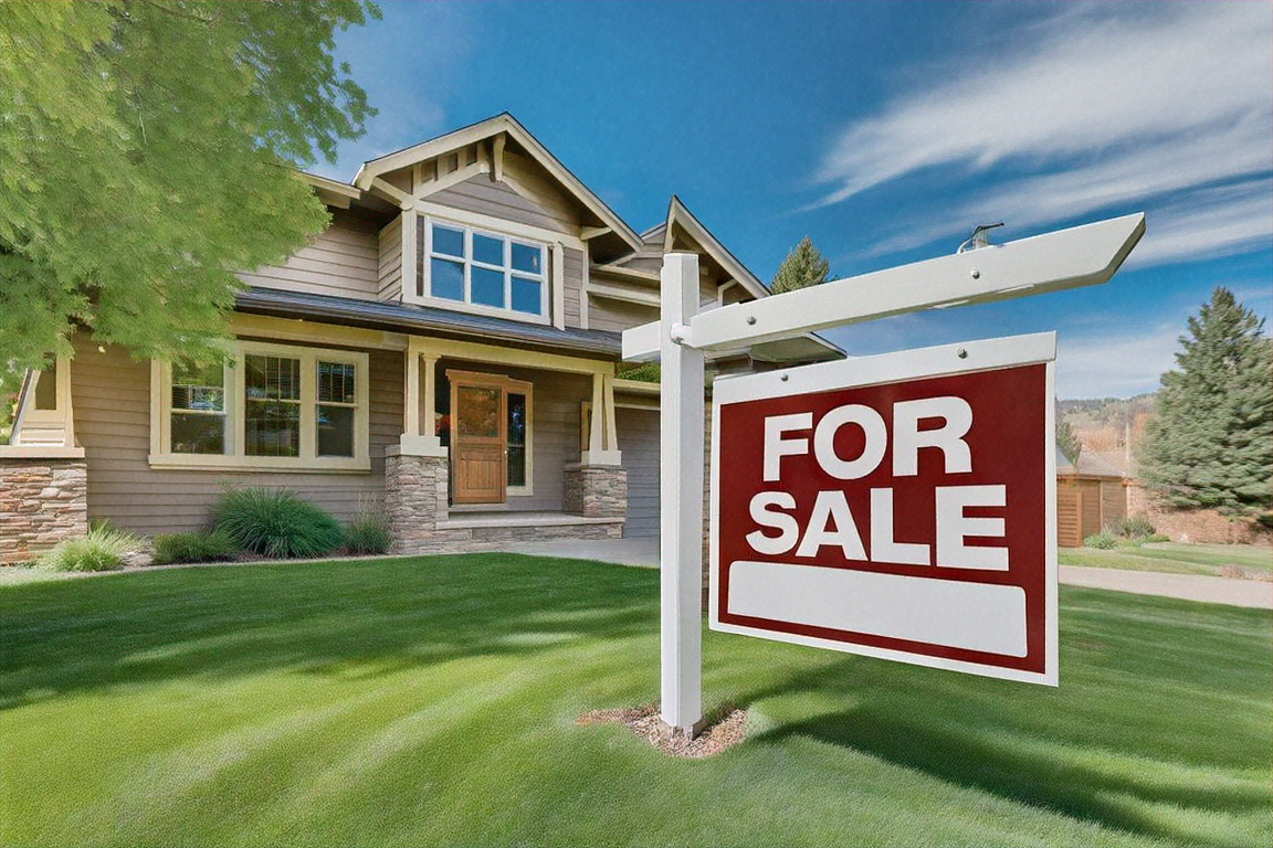 For sale sign in front of a beautiful Boulder Colorado home